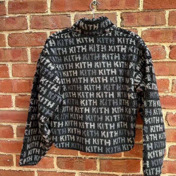 Kith Womens Waverly Multi Monogram Fleece Black XS NEW - Picture 5 of 7
